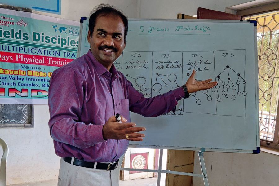 Teaching disciple making at a training session
